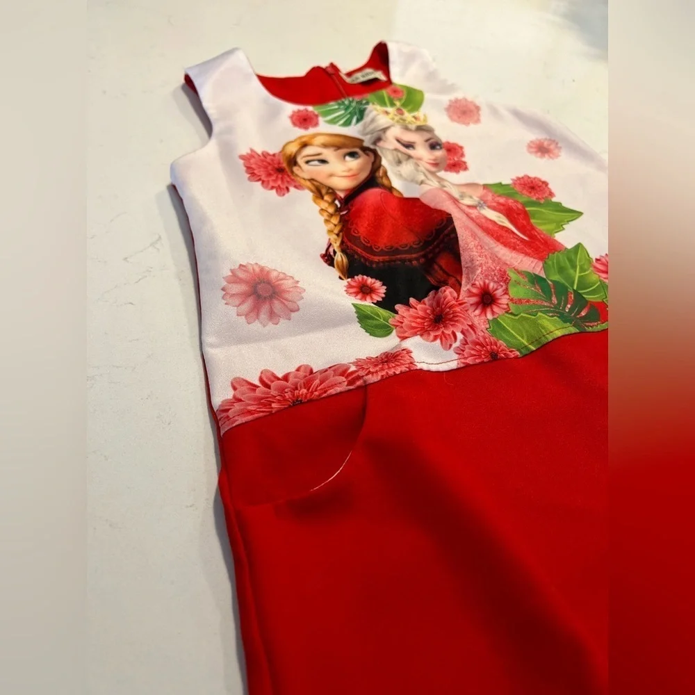 Zara Kids  Elza & Anna Disney Frozen Red Dress size 6